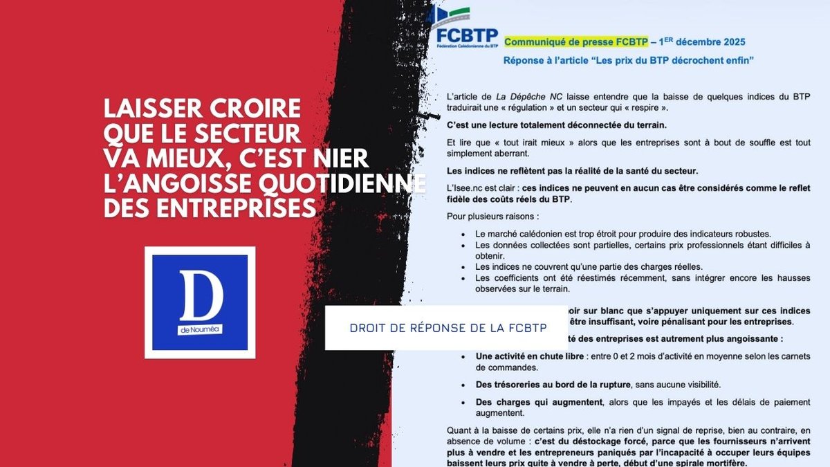 La FCBTP dénonce “une lecture dangereuse de la réalité”