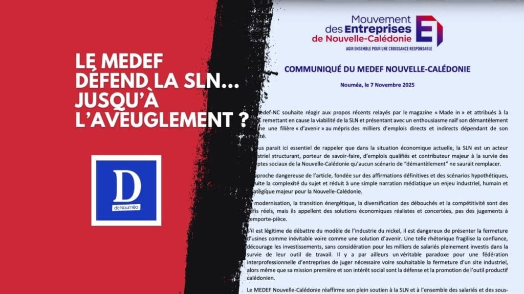 Nickel : le MEDEF-NC s’emporte, la FEINC assume son réalisme industriel